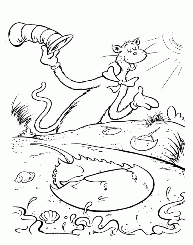 Plansa de colorat cu Cat in the hat 39 37